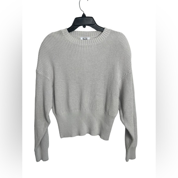 525 America Sweaters - 525 AMERICA | CREWNECK SHAKER STITCH SWEATER | SILVER NWT Large